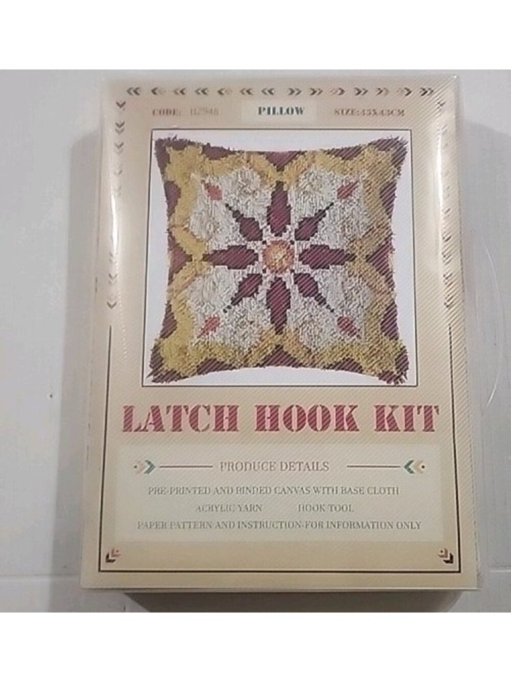 Latch Hook Pillow Kit Retro Multicolor Mcm Starburst New Open Box boho cottage